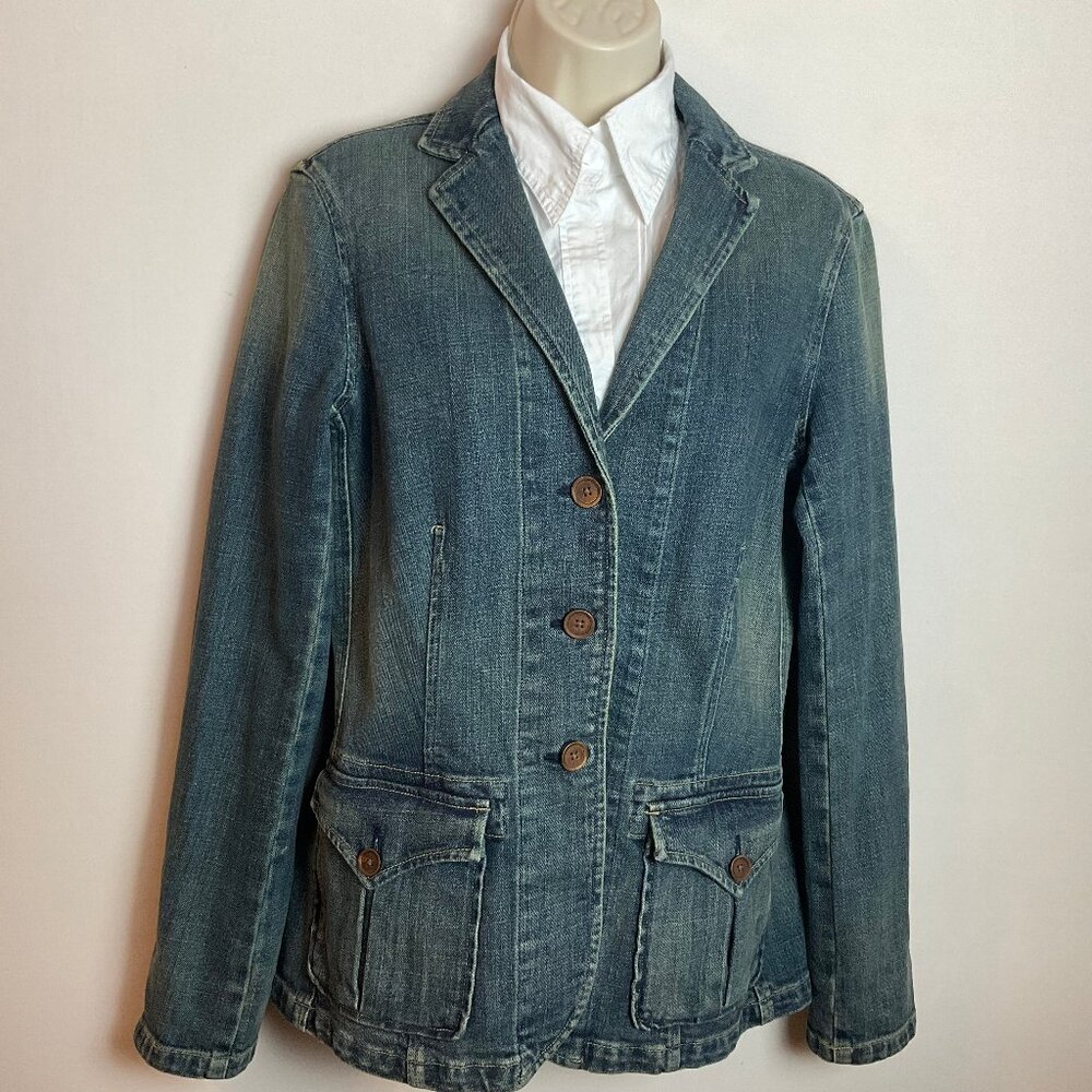 Lauren Ralph Lauren Denim Jacket Blazer - sleek design Sz 10/10T cotton blend